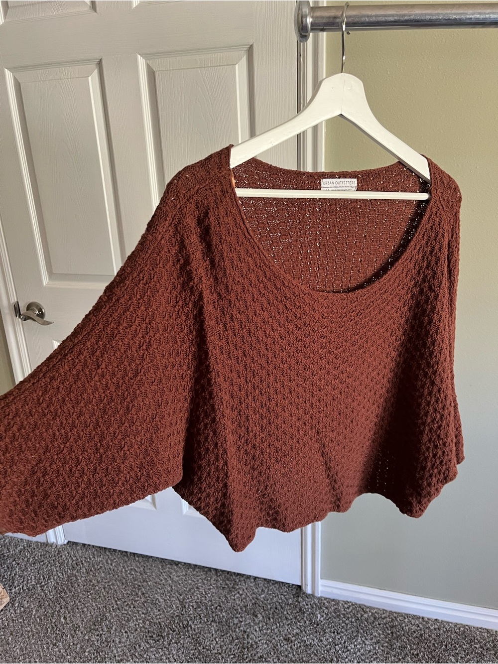 Urban Outfitters Rust Textured Knit Poncho Sweater